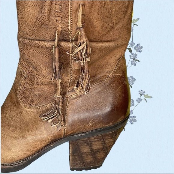 Justin Rustico Women's Chunky Brown Leather Boots Size 10B SN# MSL101 - Picture 5 of 14